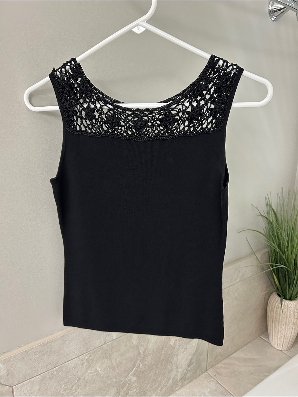 Joseph Black Crochet Yoke Tank Top